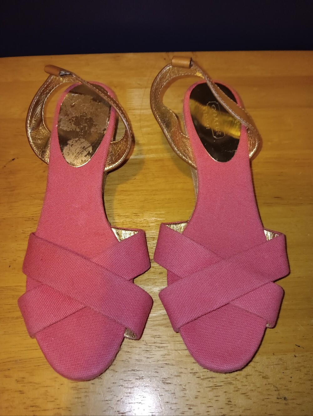 Coach Pink Canvas Espridrilles Sandal Size 8 1/2